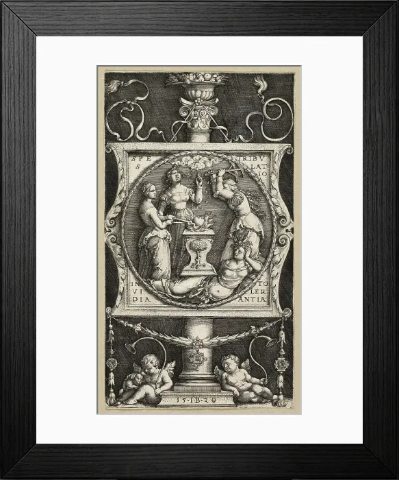 Framed Print : Bookplate of Willibald Pirckheimer, 1529. Creators: Master I.B. Georg Pencz Framed Print : Bookplate of Willibald Pirckheimer, 1529. Creators: Master I.B. Georg Pencz