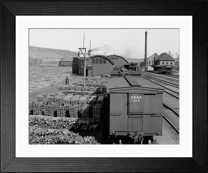 Framed Print : Copper for shipment, Houghton, Mich. between 1900 and 1920. Creator: Unknown Framed Print : Copper for shipment, Houghton, Mich. between 1900 and 1920. Creator: Unknown