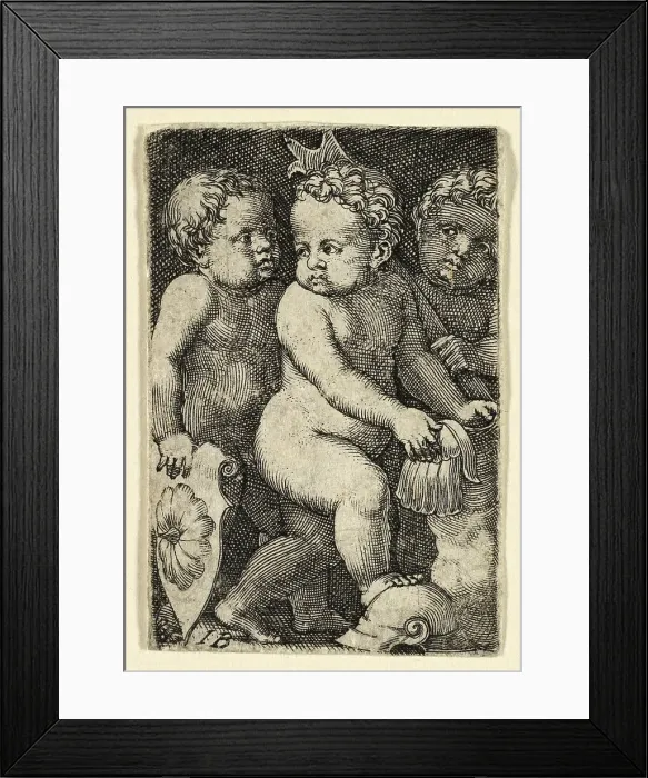 Framed Print : Three Putti with Armor, 1523 / 30. Creator: Master I.B Framed Print : Three Putti with Armor, 1523 / 30. Creator: Master I.B