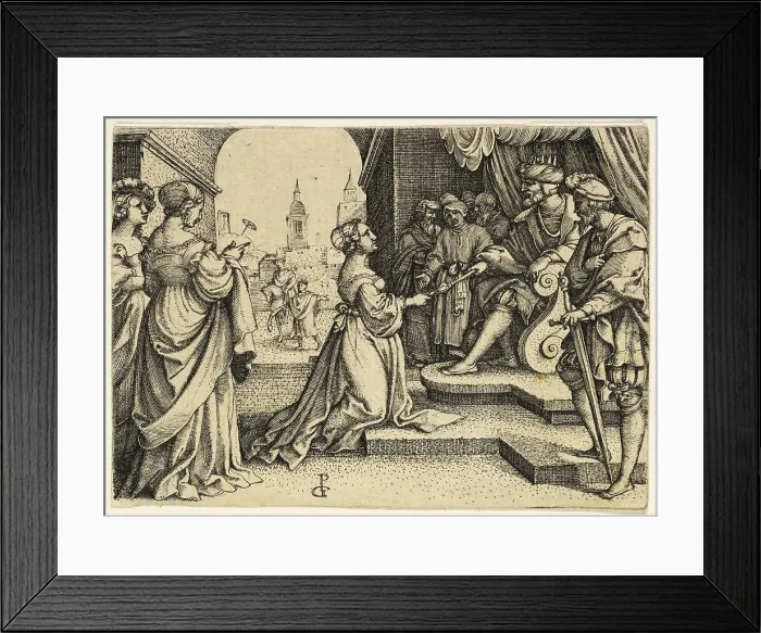 Framed Print : Esther before Ahasuerus, n.d. Creator: Master I.B Framed Print : Esther before Ahasuerus, n.d. Creator: Master I.B