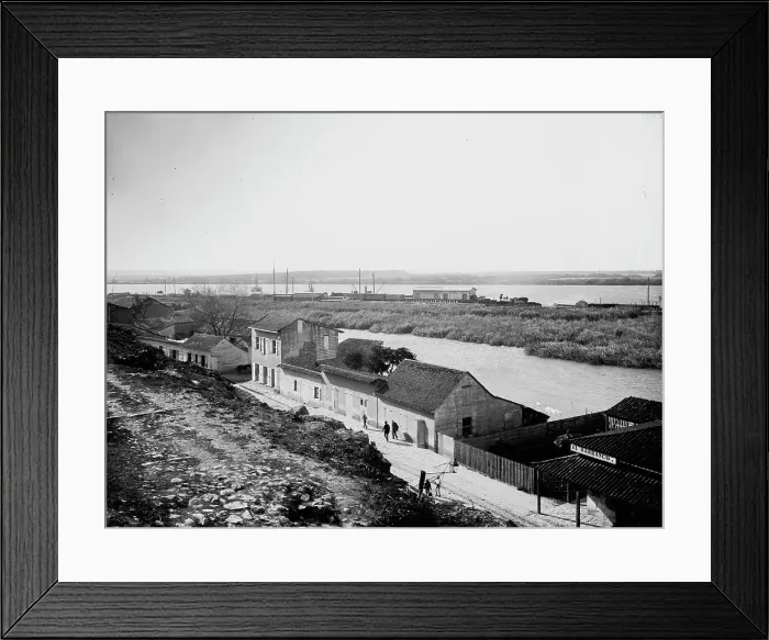 Framed Print : Railroad grounds from the bluff, Tampico, between 1880 and 1897. Creator: William H. Jackson Framed Print : Railroad grounds from the bluff, Tampico, between 1880 and 1897. Creator: William H. Jackson