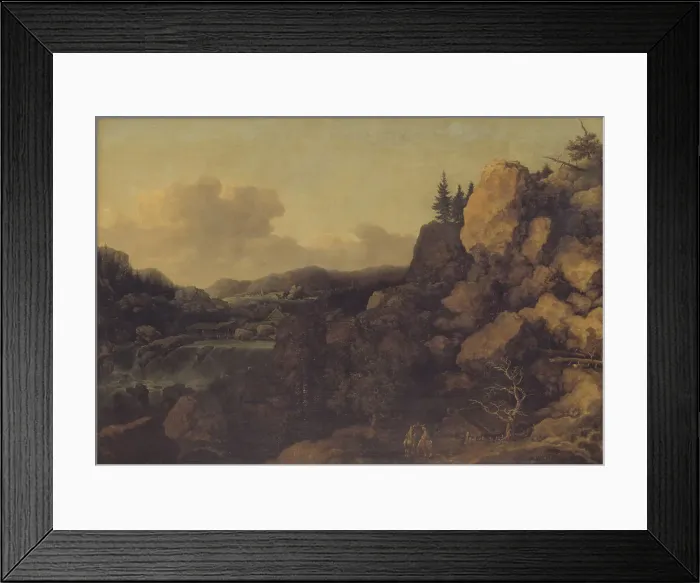 Framed Print : Mountain Landscape with a Couple of Horsemen in the Foreground, 1647-1648. Creator: Allart van Everdingen Framed Print : Mountain Landscape with a Couple of Horsemen in the Foreground, 1647-1648. Creator: Allart van Everdingen