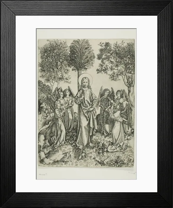 Framed Print : Christ in the Desert with Six Angels, c. 1490. Creator: Master of the Catherine wheel Framed Print : Christ in the Desert with Six Angels, c. 1490. Creator: Master of the Catherine wheel