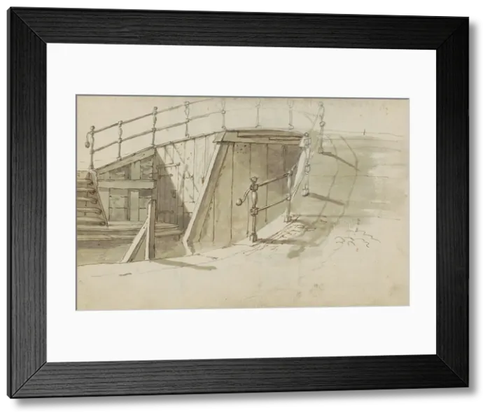 Framed Print : Bridge over a canal, c.1783-c.1797. Creator: Johannes Huibert Prins Framed Print : Bridge over a canal, c.1783-c.1797. Creator: Johannes Huibert Prins
