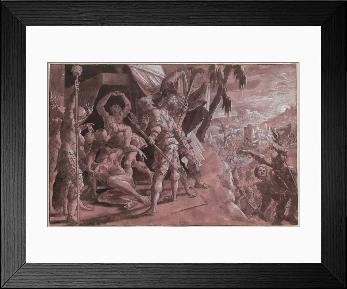 Framed Print : Soldiers Discovering the Body of Holofernes, c. 1550. Creator: Master Of The Liechtenstein Adoration Framed Print : Soldiers Discovering the Body of Holofernes, c. 1550. Creator: Master Of The Liechtenstein Adoration