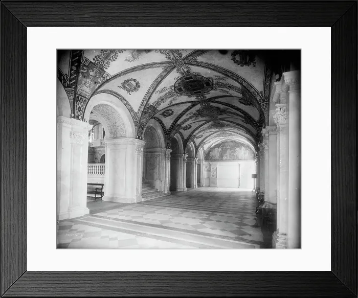 Framed Print : Library of Congress, south corridor of entrance hall, between 1889 and 1897. Creator: William H. Jackson Framed Print : Library of Congress, south corridor of entrance hall, between 1889 and 1897. Creator: William H. Jackson