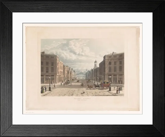 Framed Print : View of Regent Street, London, from Picadilly Circus, 1822. Creator: J. Bluck Framed Print : View of Regent Street, London, from Picadilly Circus, 1822. Creator: J. Bluck
