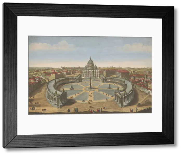 Framed Print : View of St. Peter's Square and St. Peter's Basilica in Vatican City, 1751. Creator: Thomas Bowles Framed Print : View of St. Peter's Square and St. Peter's Basilica in Vatican City, 1751. Creator: Thomas Bowles