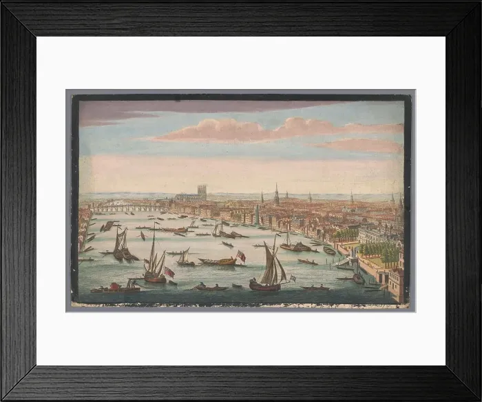 Framed Print : View of the River Thames and the City of London viewed from the northwest side, 1733-1779. Creator: Anon Framed Print : View of the River Thames and the City of London viewed from the northwest side, 1733-1779. Creator: Anon
