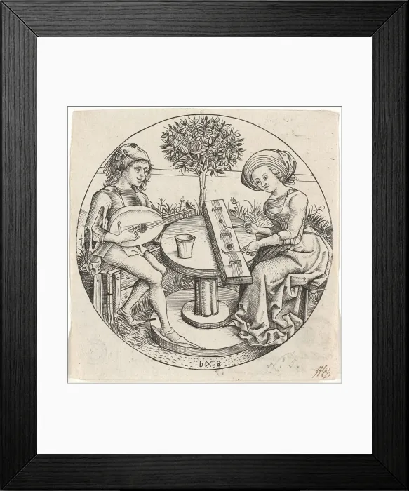 Framed Print : The Music Making Couple, 1470 / 80. Creator: Monogrammist b. g Framed Print : The Music Making Couple, 1470 / 80. Creator: Monogrammist b. g