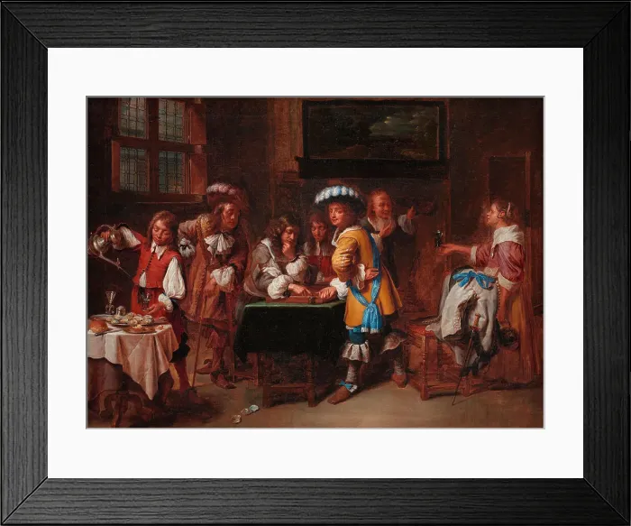 Framed Print : Trictrac Players; Chequers Players, 1648-1710. Creator: Charles Emanuel Biset Framed Print : Trictrac Players; Chequers Players, 1648-1710. Creator: Charles Emanuel Biset