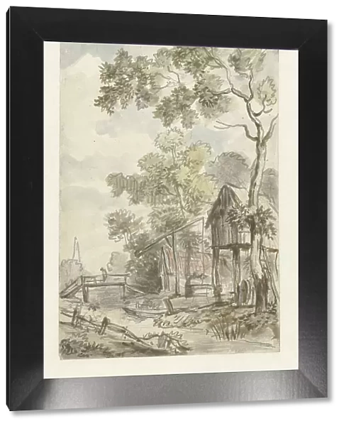 Design for wallpaper painting with a Dutch landscape, c.1752-c.1819. Creator: Juriaan Andriessen