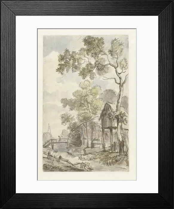 Framed Print : Design for wallpaper painting with a Dutch landscape, c.1752-c.1819. Creator: Juriaan Andriessen Framed Print : Design for wallpaper painting with a Dutch landscape, c.1752-c.1819. Creator: Juriaan Andriessen