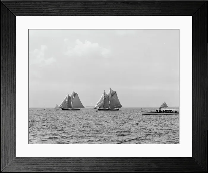 Framed Print : Jessie Costa and James W. Parker in first [?] Fishermen's Race for Lipton Cup, c1907. Creator: Unknown