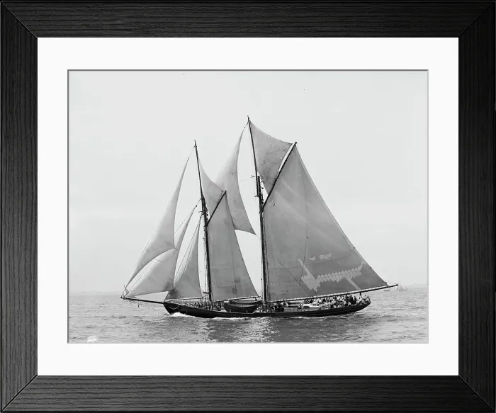 Framed Print : James W. Parker, two masted schooner, (1907?). Creator: Nathaniel Stebbins Framed Print : James W. Parker, two masted schooner, (1907?). Creator: Nathaniel Stebbins