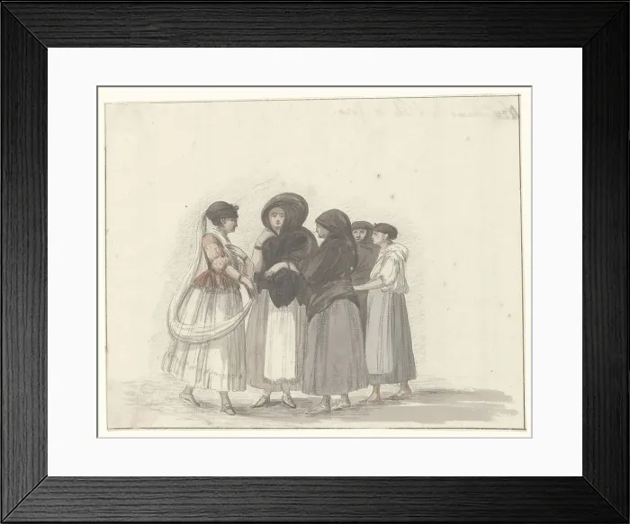 Framed Print : Traditional costumes of the island of Gozo, 1778. Creator: Louis Ducros Framed Print : Traditional costumes of the island of Gozo, 1778. Creator: Louis Ducros