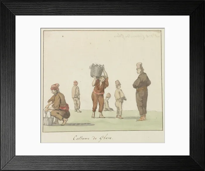 Framed Print : Traditional costumes of the island of Gozo, 1778. Creator: Louis Ducros