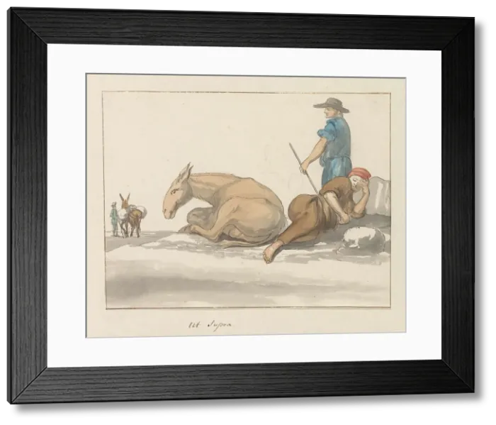 Framed Print : Traditional costumes of the island of Gozo, 1778. Creator: Louis Ducros Framed Print : Traditional costumes of the island of Gozo, 1778. Creator: Louis Ducros