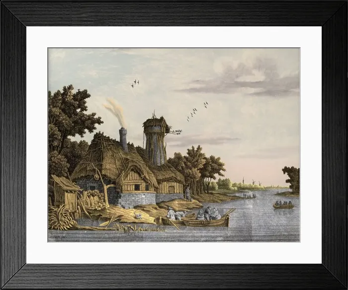 Framed Print : Mill along a River, 1770-1814. Creator: Jonas Zeuner Framed Print : Mill along a River, 1770-1814. Creator: Jonas Zeuner