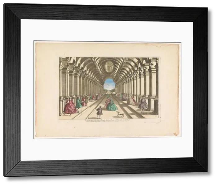 Framed Print : View of a gallery leading to a garden in Copenhagen, 1761. Creator: Unknown Framed Print : View of a gallery leading to a garden in Copenhagen, 1761. Creator: Unknown