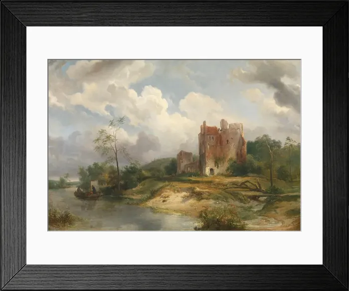 Framed Print : River Landscape with Ruin, 1835. Creator: Wijnand Nuyen Framed Print : River Landscape with Ruin, 1835. Creator: Wijnand Nuyen