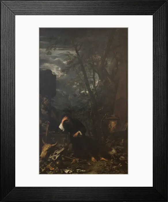 Framed Print : Democritus in Meditation on the Ending of all Things, 1650-1651. Creator: Salvator Rosa Framed Print : Democritus in Meditation on the Ending of all Things, 1650-1651. Creator: Salvator Rosa