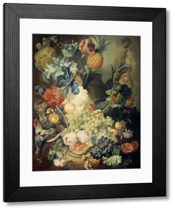 Framed Print : Still Life with Flowers, Fruit and Birds, 1774. Creator: Jan van Os Framed Print : Still Life with Flowers, Fruit and Birds, 1774. Creator: Jan van Os