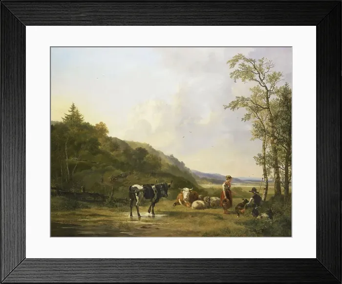 Framed Print : Landscape with Herdsmen and Cattle, 1820. Creator: Pieter Gerardus van Os Framed Print : Landscape with Herdsmen and Cattle, 1820. Creator: Pieter Gerardus van Os