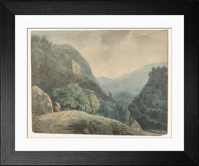 Framed Print : Mountain landscape, 1846. Creator: Monogrammist IVR Framed Print : Mountain landscape, 1846. Creator: Monogrammist IVR