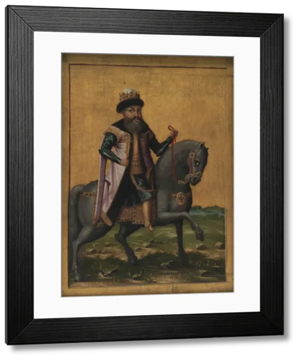 Framed Print : Alexei Mikhailovich (1645-76), Russian tsar; Russian image, equestrian figure, 1650-1700. Creator: Unknown Framed Print : Alexei Mikhailovich (1645-76), Russian tsar; Russian image, equestrian figure, 1650-1700. Creator: Unknown