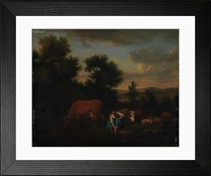 Framed Print : Shepherdess with Cattle, 1651-1672. Creator: Adriaen van de Velde Framed Print : Shepherdess with Cattle, 1651-1672. Creator: Adriaen van de Velde