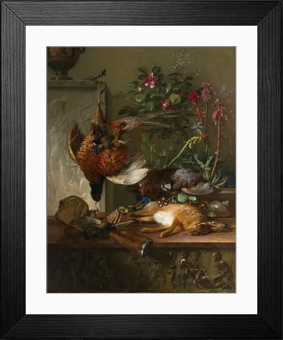 Framed Print : Still Life with Game and a Greek Stele: Allegory of Autumn, 1818. Creator: Georgius Jacobus Johannes van Os Framed Print : Still Life with Game and a Greek Stele: Allegory of Autumn, 1818. Creator: Georgius Jacobus Johannes van Os