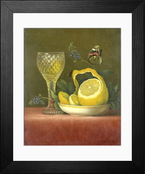 Framed Print : Still Life with Lemon and Cut Glass, 1823-1826. Creator: Maria Margrita van Os Framed Print : Still Life with Lemon and Cut Glass, 1823-1826. Creator: Maria Margrita van Os