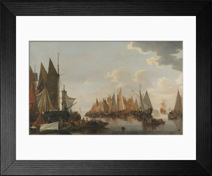 Framed Print : Embarkation of Troops on a Dutch River, 1652-1683. Creator: Hendrick de Meijer Framed Print : Embarkation of Troops on a Dutch River, 1652-1683. Creator: Hendrick de Meijer