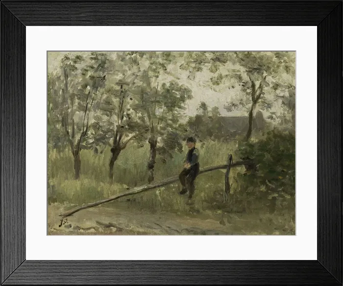 Framed Print : Country Boy on a Pole Barrier, 1900-1911. Creator: Jozef Israels Framed Print : Country Boy on a Pole Barrier, 1900-1911. Creator: Jozef Israels
