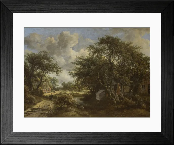 Framed Print : A Village among Trees, 1653-1709. Creator: Meindert Hobbema Framed Print : A Village among Trees, 1653-1709. Creator: Meindert Hobbema
