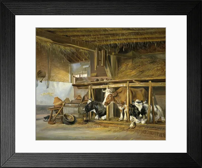 Framed Print : Cows in a Stable, 1820. Creator: Jan van Ravenswaay Framed Print : Cows in a Stable, 1820. Creator: Jan van Ravenswaay