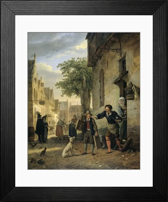 Framed Print : Jan Steen Sends his Son to the Streets to Exchange Paintings for Beer and Wine, 1828. Creator: Ignatius van Regemorter Framed Print : Jan Steen Sends his Son to the Streets to Exchange Paintings for Beer and Wine, 1828. Creator: Ignatius van Regemorter