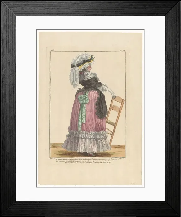 Framed Print : Gallery of French Fashions and Costumes, 1785, aaa. 284: Beauty in uncertainty (...), 1785. Creator: Nicolas Dupin Framed Print : Gallery of French Fashions and Costumes, 1785, aaa. 284: Beauty in uncertainty (...), 1785. Creator: Nicolas Dupin
