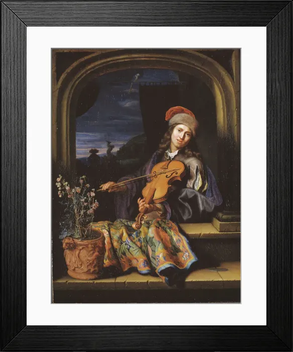 Framed Print : A Violin Player, 1654-1684. Creators: Gaspar Netscher, Pieter Cornelisz. van Slingeland Framed Print : A Violin Player, 1654-1684. Creators: Gaspar Netscher, Pieter Cornelisz. van Slingeland