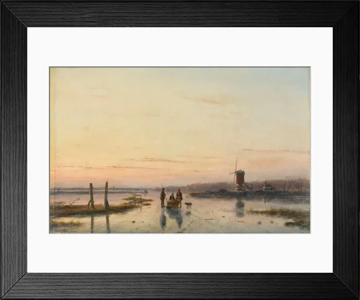 Framed Print : Windmill beside a frozen river, 1860-1862. Creator: Andreas Schelfhout Framed Print : Windmill beside a frozen river, 1860-1862. Creator: Andreas Schelfhout