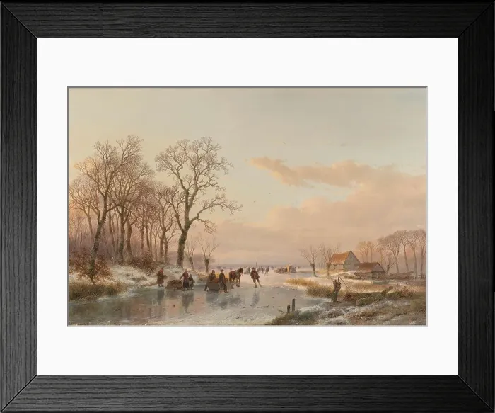 Framed Print : A Frozen Canal near the River Maas, 1867. Creator: Andreas Schelfhout Framed Print : A Frozen Canal near the River Maas, 1867. Creator: Andreas Schelfhout