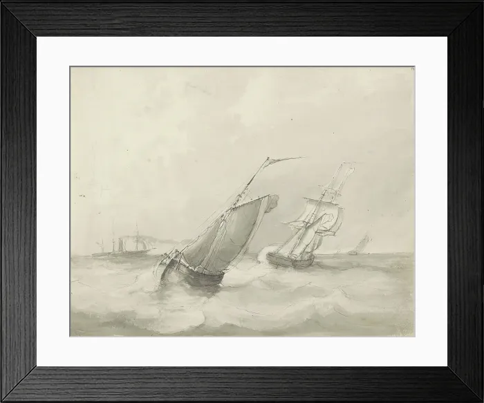 Framed Print : Sailing ships at sea, c.1825-c.1875. Creator: Circle of Petrus Johannes Schotel Framed Print : Sailing ships at sea, c.1825-c.1875. Creator: Circle of Petrus Johannes Schotel