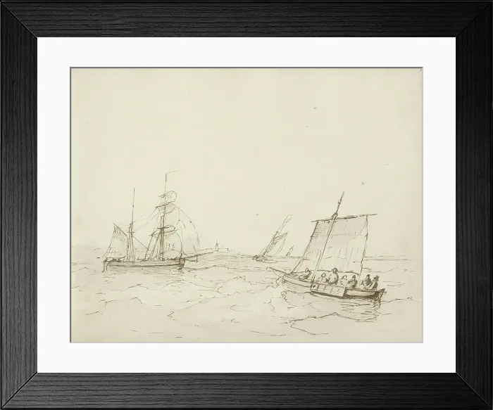 Framed Print : Sailing ships at sea, c.1825-c.1875. Creator: Circle of Petrus Johannes Schotel Framed Print : Sailing ships at sea, c.1825-c.1875. Creator: Circle of Petrus Johannes Schotel