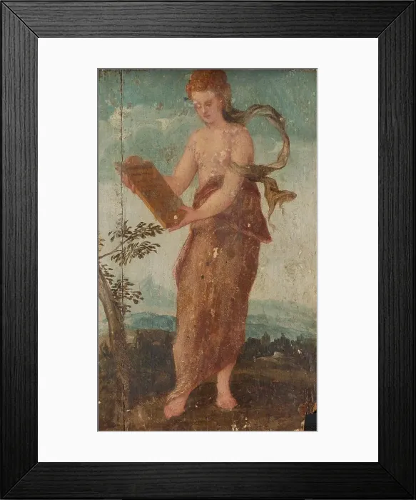 Framed Print : Woman with Text Panel, 1540-1570. Creator: Circle of Lambert Sustris Framed Print : Woman with Text Panel, 1540-1570. Creator: Circle of Lambert Sustris