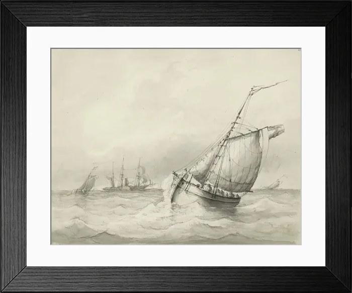 Framed Print : Sailing ships at sea, c.1825-c.1875. Creator: Circle of Petrus Johannes Schotel Framed Print : Sailing ships at sea, c.1825-c.1875. Creator: Circle of Petrus Johannes Schotel