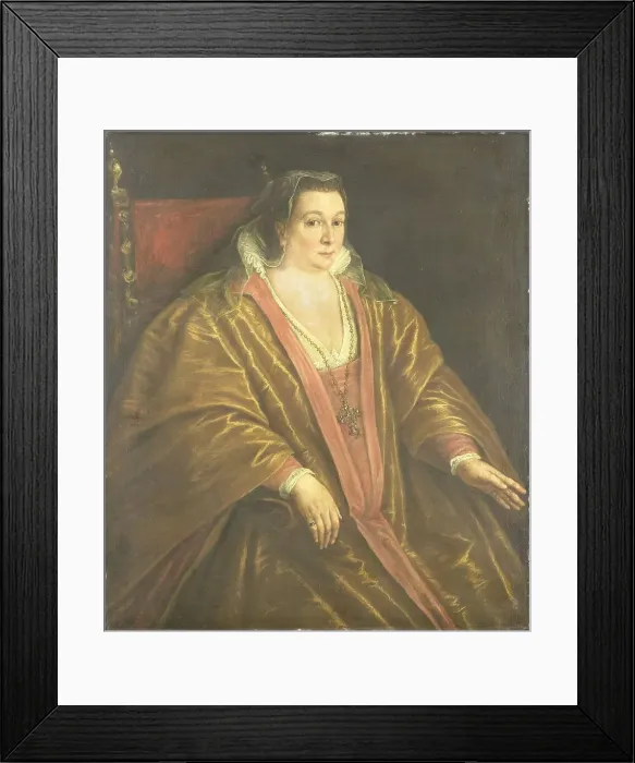 Framed Print : Portrait of a Woman, probably Morosina Morosini, Wife of Marino Grimani, the Doge of Venice, 1590-16 Creator: Workshop of Leandro Bassano Framed Print : Portrait of a Woman, probably Morosina Morosini, Wife of Marino Grimani, the Doge of Venice, 1590-16 Creator: Workshop of Leandro Bassano