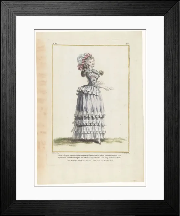 Framed Print : Gallery of French Fashions and Costumes, 1785, aaa. 285: The beautiful and elegant Suzan (...), 1785 Creator: Pierre-Charles Baquoy Framed Print : Gallery of French Fashions and Costumes, 1785, aaa. 285: The beautiful and elegant Suzan (...), 1785 Creator: Pierre-Charles Baquoy