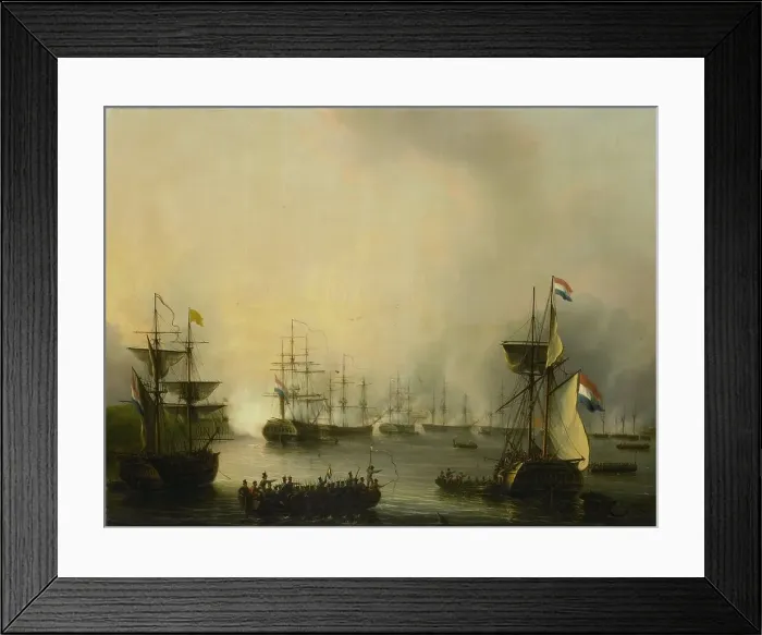 Framed Print : The Bombardment of Palembang, Sumatra, 24 June 1821, 1821-1848. Creator: Martinus Schouman Framed Print : The Bombardment of Palembang, Sumatra, 24 June 1821, 1821-1848. Creator: Martinus Schouman