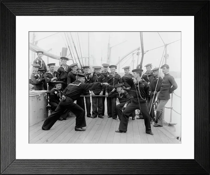 Framed Print : U.S.S. Atlanta, sword exercise, between 1886 and 1901. Creator: Unknown Framed Print : U.S.S. Atlanta, sword exercise, between 1886 and 1901. Creator: Unknown